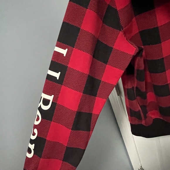 L.L.Bean X Peanuts Snoopy Hoodie Buffalo Plaid Pullover Sweatshirt Men Large - Picture 10 of 16